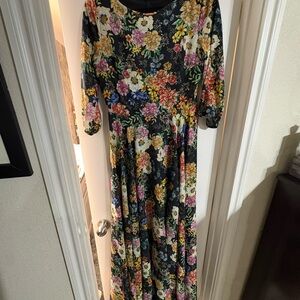 YUMI KIM Woodstock Floral Black Maxi Dress Size M